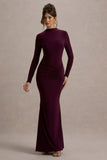Reid Plum Long-Sleeve Gathered Maxi Dress