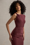 Calliope Burgundy Cut-Out Gathered Midi Dress