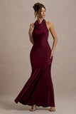 Amelita Port Satin Cowl-Neck Maxi Dress