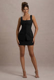 Maci Black Tailored Square-Neck Mini Dress