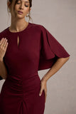 Allison Berry High-Neck Maxi Dress With Cape