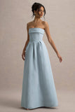 Maddalena Powder Blue Bandeau Skater Maxi Dress