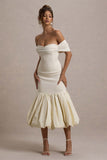 Posie Stone Bardot Midi Dress With Puffball Hem