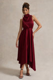 Kerri Berry Satin Cowl-Neck Maxi Dress