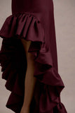Ruby Merlot Satin High-Low Maxi Skirt