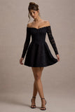 Alliste Black Lace Bardot Mini Dress