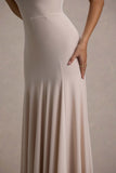 Ulani Champagne High-Neck Maxi Dress With Open Back