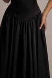 Keyton Black Satin Bandeau Midi Dress
