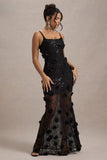 All Of Me Black Sequin Sheer Maxi Dress With Flowers