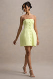 Anniston Lemon Bandeau Tailored Button Mini Dress