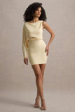 Delia Lemon One-Sleeve Mini Dress