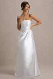 Universe White Bandeau Split Puff-Skirt Maxi Dress
