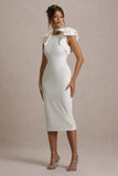 Aubrie Ecru Midi Dress With Bow Details