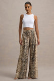 Shaniya Snake Print Wide-Leg Trousers