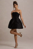 Clarabell Black Sequin Bandeau Structured Mini Dress