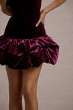 Sutton Port Velvet Square-Neck Ruffle-Hem Mini Dress