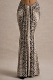 Vitality Snake Print Ruched Drape Maxi Skirt