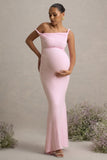 Lita Pink Twisted Asymmetric Maternity Maxi Dress