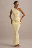 Dalarie Lemon One-Shoulder Gathered Maxi Dress