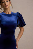 Ashlin Navy Velvet Puff-Sleeve Maxi Dress