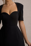 Johanna Black Sweetheart Short-Sleeve Mini Dress