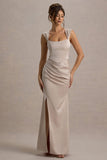 Admire Champagne Satin Corset Wrap Maxi Dress