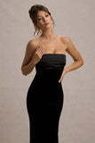 Ambrosi Black Velvet Bandeau Maxi Dress