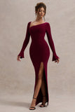 Cosmos Port Asymmetric Long-Sleeve Split Maxi Dress