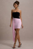 Sweetie Black & Pink Ruched Mini Dress With Drape