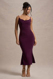 Addison Port Cowl-Neck Open-Back Midi Dress With Lace