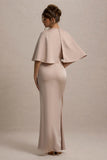 Cinder Champagne Satin Gathered Maxi Dress