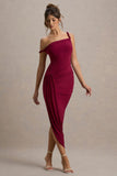 Angelique Burgundy Twisted Asymmetric Maxi Dress