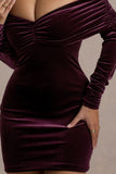 Gilda Port Velvet Bardot Long-Sleeve Mini Dress