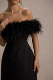 Palace Black Bardot Mini Dress With Feather Trim