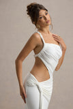 Giovanna White Asymmetric Maxi Dress With Wrap Skirt