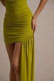 Nocturnal Green Ruched Mini Dress With Sash