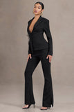 Brianca Black High-Waisted Split Wide-Leg Trousers