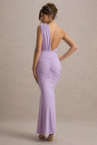 Beline Lavender One-Shoulder Cut-Out Maxi Dress With Drape