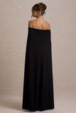 Genovia Black Bardot Cape Maxi Dress