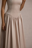 Keyton Champagne Satin Bandeau Midi Dress