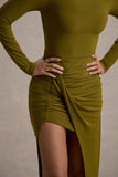 Victoria Green Long-Sleeve Maxi Dress With Wrap Skirt