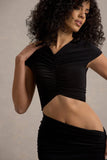 Pia Black Short-Sleeve Maxi Dress With Cut-Out