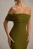 Melika Green Twisted Bardot Maxi Dress