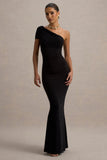 Alethea Black Asymmetric Bardot Maxi Dress