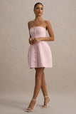 Anniston Pink Bandeau Tailored Button Mini Dress