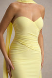 Rosabel Lemon Sweetheart Maxi Dress With Sash
