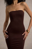 Angelie Brown Bandeau Bodycon Maxi Dress