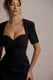 Simone Black Sweetheart Short-Sleeve Wide-Leg Jumpsuit