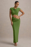 Pia Green Short-Sleeve Maxi Dress With Cut-Out