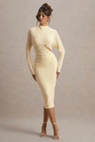 Pandora Lemon Long-Sleeve Maxi Dress With Cut-Out